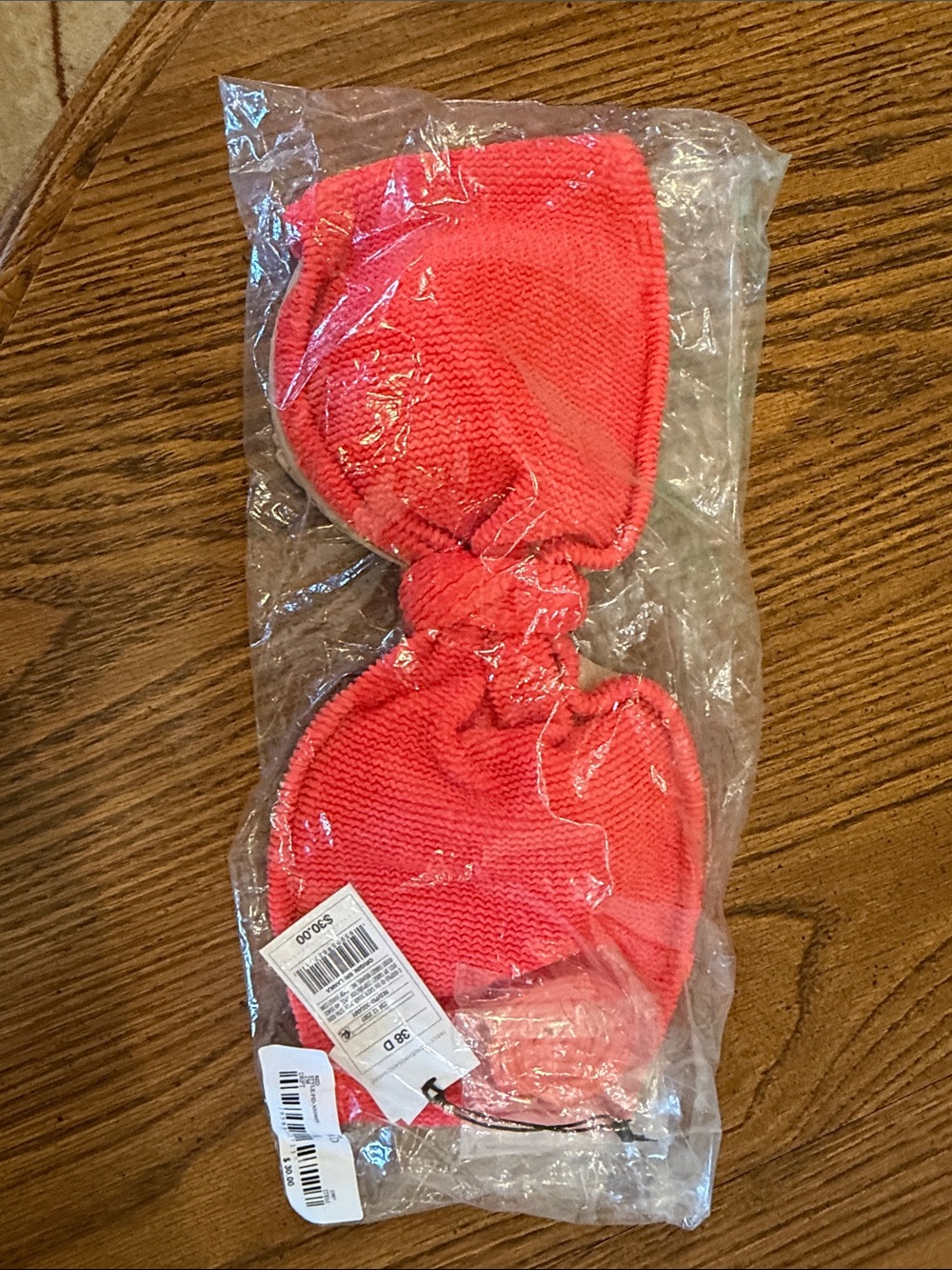 Shade & Shore Coral Knit Bikini Top - Bright Coral Pink